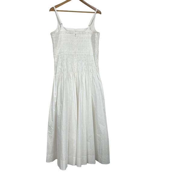 Rebecca Taylor NWOT Smocked Poplin Long Maxi Dress Sleeveless White Size 16 - Picture 4 of 11